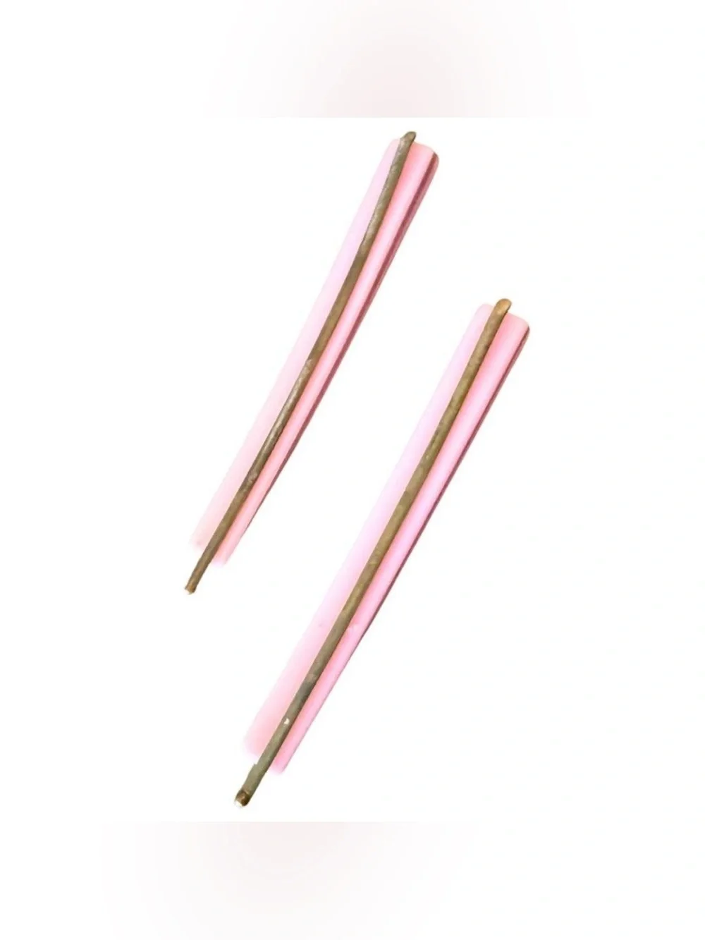 1970’s Vintage Pink & White Thick Plastic Bobby Pins, Retro Design